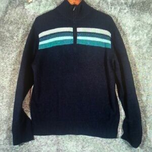 Men's Navy Blue Sweater with Stripes